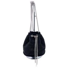 Sac Façon Seau Avec Lien Coulissant Ornement Strass Noir -Accessoires De Mode pdtimg 4817486hd
