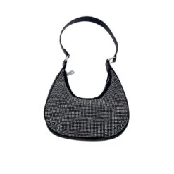 Sac Porté Main Demi Lune Incurvé à Strass Argenté -Accessoires De Mode pdtimg 4817514hd