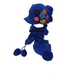 Ensemble Bonnet En Tricot à Fleur + écharpe Assortie à Pompons -Accessoires De Mode pdtimg 4891184hd