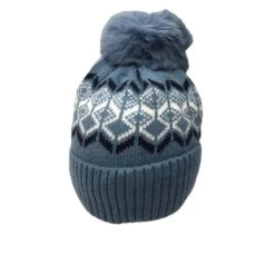 Bonnet Doublé Polaire à Pompon Et Motif Jacquard Coloris AU CHOIX -Accessoires De Mode pdtimg 4891406hd