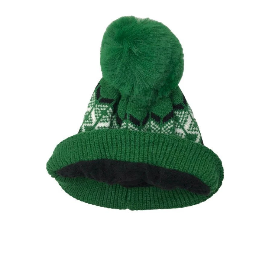 Bonnet Doublé Polaire à Pompon Et Motif Jacquard Coloris MIX 4 Bonnet Doublé Polaire à Pompon Et Motif Jacquard Coloris MIX – Image 2