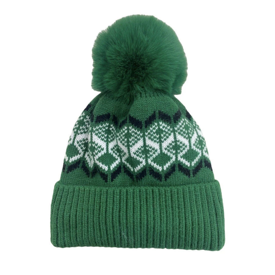 Bonnet Doublé Polaire à Pompon Et Motif Jacquard Coloris MIX 5 Bonnet Doublé Polaire à Pompon Et Motif Jacquard Coloris MIX – Image 3