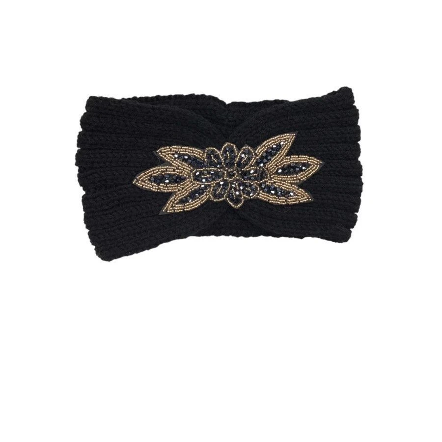 Bandeau En Tricot Croisé Au Milieu Orné De Fleur à Cristaux 4 Bandeau En Tricot Croisé Au Milieu Orné De Fleur à Cristaux – Image 2