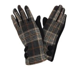 Assortiments Gants En Tissu Tweed à Décor 2 Boutons -Accessoires De Mode pdtimg 4896792hd