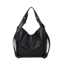 Sac Hobo Noir Avec Poche Frontale Et 2 Anses Réglables -Accessoires De Mode pdtimg 4898383hd