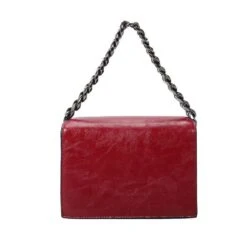 Sac à Poche Rouge Sous Rabat En Métal Avec Chaînette -Accessoires De Mode pdtimg 4898822hd
