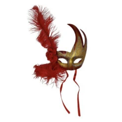 Masque Vénitien Découpé En Forme Flammes Avec Plumes -Accessoires De Mode pdtimg 4918174hd