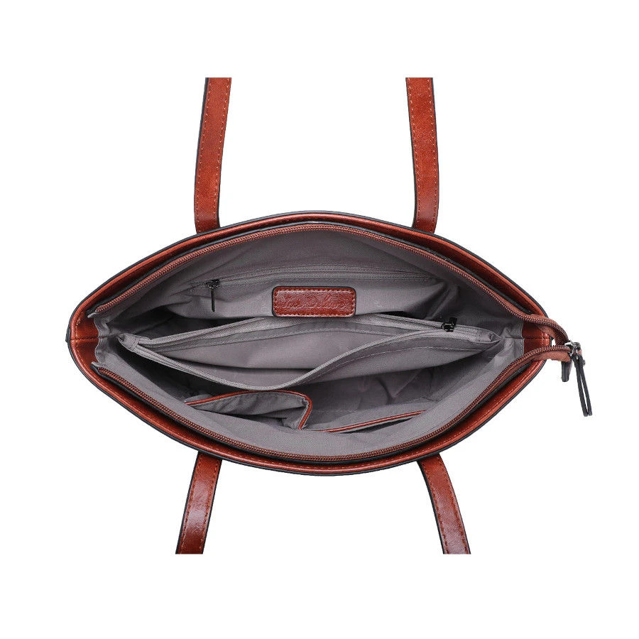 Sac Cabas Aspect Cuir Lisse à Longue Anses Fermeture Zip 14 Sac Cabas Aspect Cuir Lisse à Longue Anses Fermeture Zip – Image 12