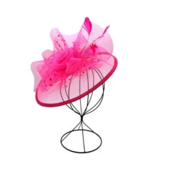 Bibi De Cérémonie Motif Fleur Avec Tulle à Pois Et Plumes -Accessoires De Mode pdtimg 4921241hd