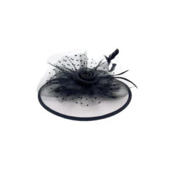 Bibi De Cérémonie Motif Fleur Avec Tulle à Pois Et Plumes -Accessoires De Mode pdtimg 4921242hd