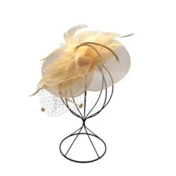 Bibi De Cérémonie à Voilette En Grosse Fleur Avec Plumes -Accessoires De Mode pdtimg 4921427hd