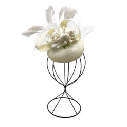 Bibi De Cérémonie Motif Fleur Rose Avec Ruban Et Plumes Coloris Au Choix -Accessoires De Mode pdtimg 4921511hd