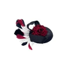 Bibi De Cérémonie Motif Fleur Rose Avec Ruban Et Plumes Coloris Au Choix -Accessoires De Mode pdtimg 4921516hd