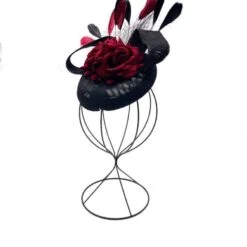 Bibi De Cérémonie Motif Fleur Rose Avec Ruban Et Plumes Coloris Au Choix -Accessoires De Mode pdtimg 4921517hd