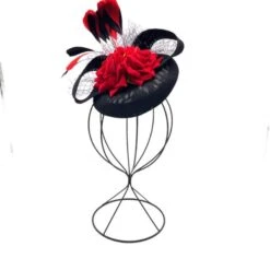 Bibi De Cérémonie Motif Fleur Rose Avec Ruban Et Plumes Coloris Au Choix -Accessoires De Mode pdtimg 4921520hd