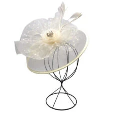 Bibi De Cérémonie Motif Fleur Avec Tulle à Pois Et Plumes Coloris MIX -Accessoires De Mode pdtimg 4921823hd