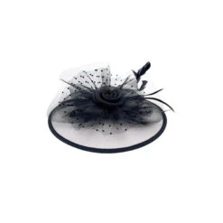 Bibi De Cérémonie Motif Fleur Avec Tulle à Pois Et Plumes Coloris MIX -Accessoires De Mode pdtimg 4921826hd