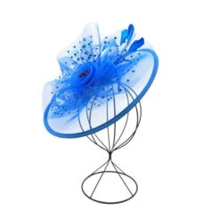 Bibi De Cérémonie Motif Fleur Avec Tulle à Pois Et Plumes Coloris MIX -Accessoires De Mode pdtimg 4921829hd