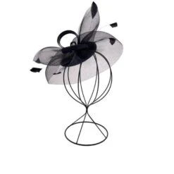 Bibi De Cérémonie à Voilette Avec Plumes Sur Base Ronde Coloris MIX -Accessoires De Mode pdtimg 4921848hd