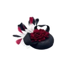 Bibi De Cérémonie Motif Fleur Rose Avec Ruban Et Plumes Coloris MIX -Accessoires De Mode pdtimg 4921922hd