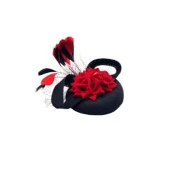Bibi De Cérémonie Motif Fleur Rose Avec Ruban Et Plumes Coloris MIX -Accessoires De Mode pdtimg 4921925hd