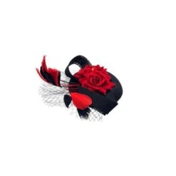 Bibi De Cérémonie Motif Fleur Rose Avec Ruban Et Plumes Coloris MIX -Accessoires De Mode pdtimg 4921926hd