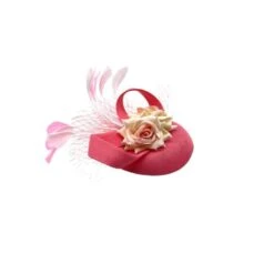 Bibi De Cérémonie Motif Fleur Rose Avec Ruban Et Plumes Coloris MIX -Accessoires De Mode pdtimg 4921928hd