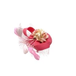 Bibi De Cérémonie Motif Fleur Rose Avec Ruban Et Plumes Coloris MIX -Accessoires De Mode pdtimg 4921929hd
