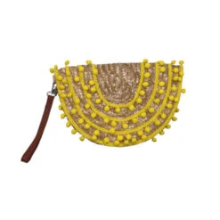 Pochette Demi Lune En Paille à Ornement De Pompons -Accessoires De Mode pdtimg 4923829hd