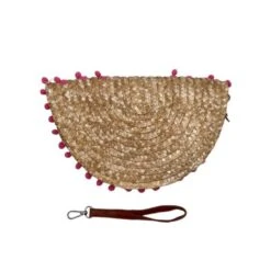 Pochette Demi Lune En Paille à Ornement De Pompons -Accessoires De Mode pdtimg 4923838hd