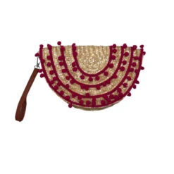Pochette Demi Lune En Paille à Ornement De Pompons -Accessoires De Mode pdtimg 4923839hd
