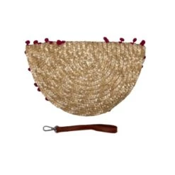 Pochette Demi Lune En Paille à Ornement De Pompons -Accessoires De Mode pdtimg 4923840hd