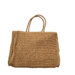 Sac Tricoté En Papier à Motif Carrés Fleuris Et Pompons -Accessoires De Mode pdtimg 4923861hd