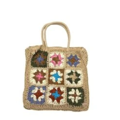 Sac Tricoté En Papier Design Coloré Avec Motif Fleuris -Accessoires De Mode pdtimg 4923872hd