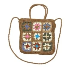 Sac Tricoté En Papier Design Coloré Avec Motif Fleuris -Accessoires De Mode pdtimg 4923874hd
