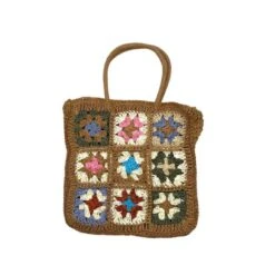 Sac Tricoté En Papier Design Coloré Avec Motif Fleuris -Accessoires De Mode pdtimg 4923875hd