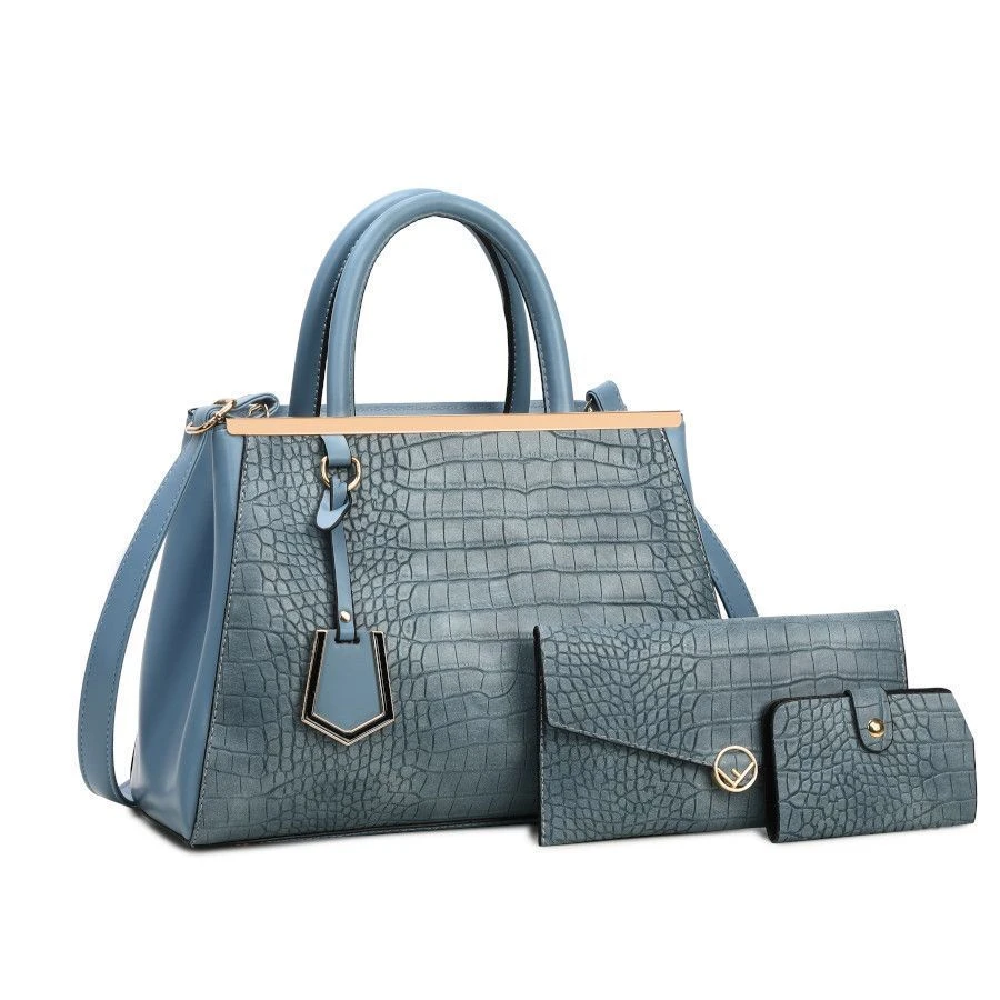 Lot De 3 Pièces De Sac A Main En Cuir PU Motif Croco, Sac Cabas, Pochette De Soirée, Porte-monnaie 4 Lot De 3 Pièces De Sac A Main En Cuir PU Motif Croco, Sac Cabas, Pochette De Soirée, Porte-monnaie – Image 2