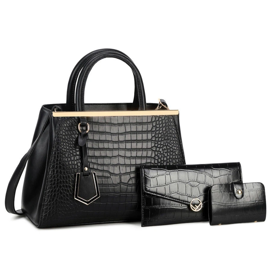Lot De 3 Pièces De Sac A Main En Cuir PU Motif Croco, Sac Cabas, Pochette De Soirée, Porte-monnaie 12 Lot De 3 Pièces De Sac A Main En Cuir PU Motif Croco, Sac Cabas, Pochette De Soirée, Porte-monnaie – Image 10
