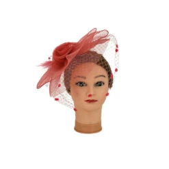 Chapeau De Cérémonie Orné De Fleur, Voilette Et Plumes -Accessoires De Mode pdtimg 4925781hd