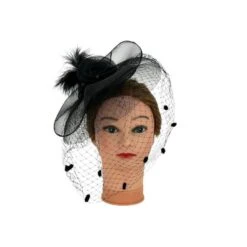 Chapeau De Cérémonie Orné De Fleur, Voilette Et Plumes -Accessoires De Mode pdtimg 4925789hd