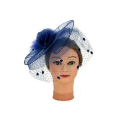 Chapeau De Cérémonie Orné De Fleur, Voilette Et Plumes -Accessoires De Mode pdtimg 4925791hd