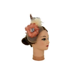 Chapeau Cérémonie Plumes Et Fleur Avec Centre En Strass -Accessoires De Mode pdtimg 4925807hd