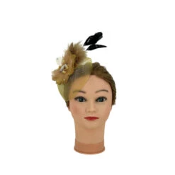 Chapeau Cérémonie Plumes Et Fleur Avec Centre En Strass -Accessoires De Mode pdtimg 4925808hd