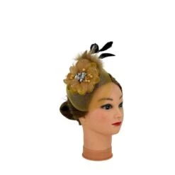 Chapeau Cérémonie Plumes Et Fleur Avec Centre En Strass -Accessoires De Mode pdtimg 4925809hd