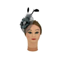 Chapeau Cérémonie Plumes Et Fleur Avec Centre En Strass -Accessoires De Mode pdtimg 4925810hd