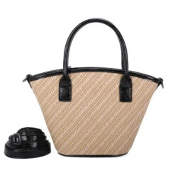 Sac à Main Zippé De Forme Trapèze Avec Motif Tressé -Accessoires De Mode pdtimg 4926896hd