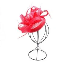 Bibi De Cérémonie Base Ronde En Sisal à Rubans Et Plumes Coloris MIX -Accessoires De Mode pdtimg 4928657hd