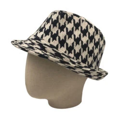 Chapeau Trilby Tissu Imprimé Pied De Poule Unisexe -Accessoires De Mode pdtimg 4933945hd