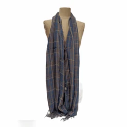 Écharpe En Lin Paré D'un Motif Carreaux à Bords Francs Pour Homme -Accessoires De Mode pdtimg 4941394b