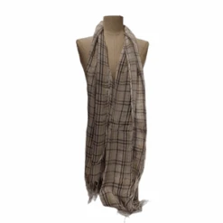 Écharpe En Lin Paré D'un Motif Carreaux à Bords Francs Pour Homme -Accessoires De Mode pdtimg 4941397b